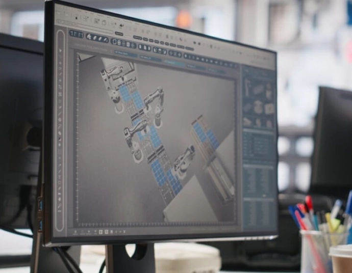 AutoCAD DWG file open on screen with translated annotations on separate layers