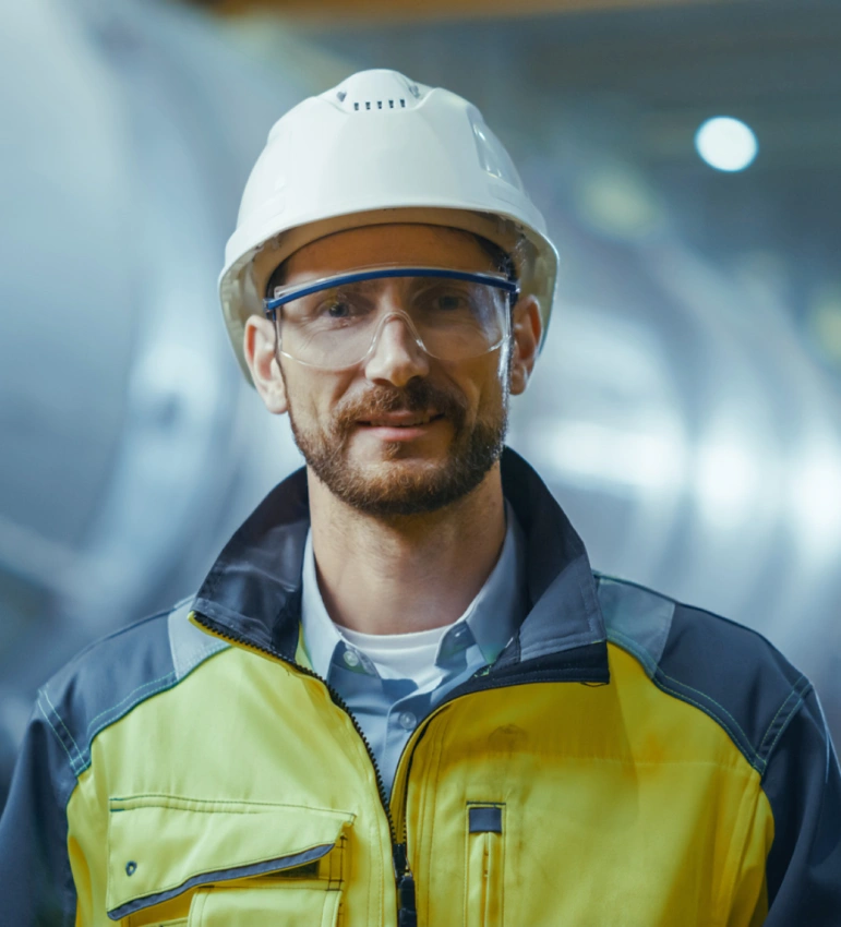 One technical translator reviewing translated industrial documentation