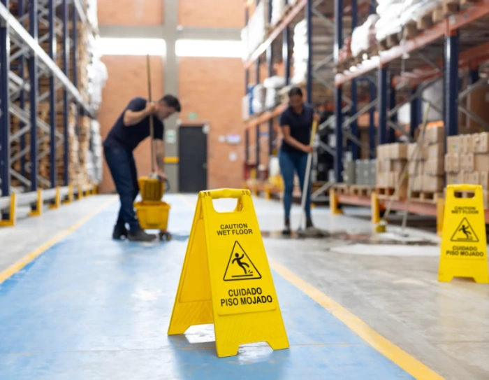 Bilingual DANGER and WARNING safety labels on industrial machinery